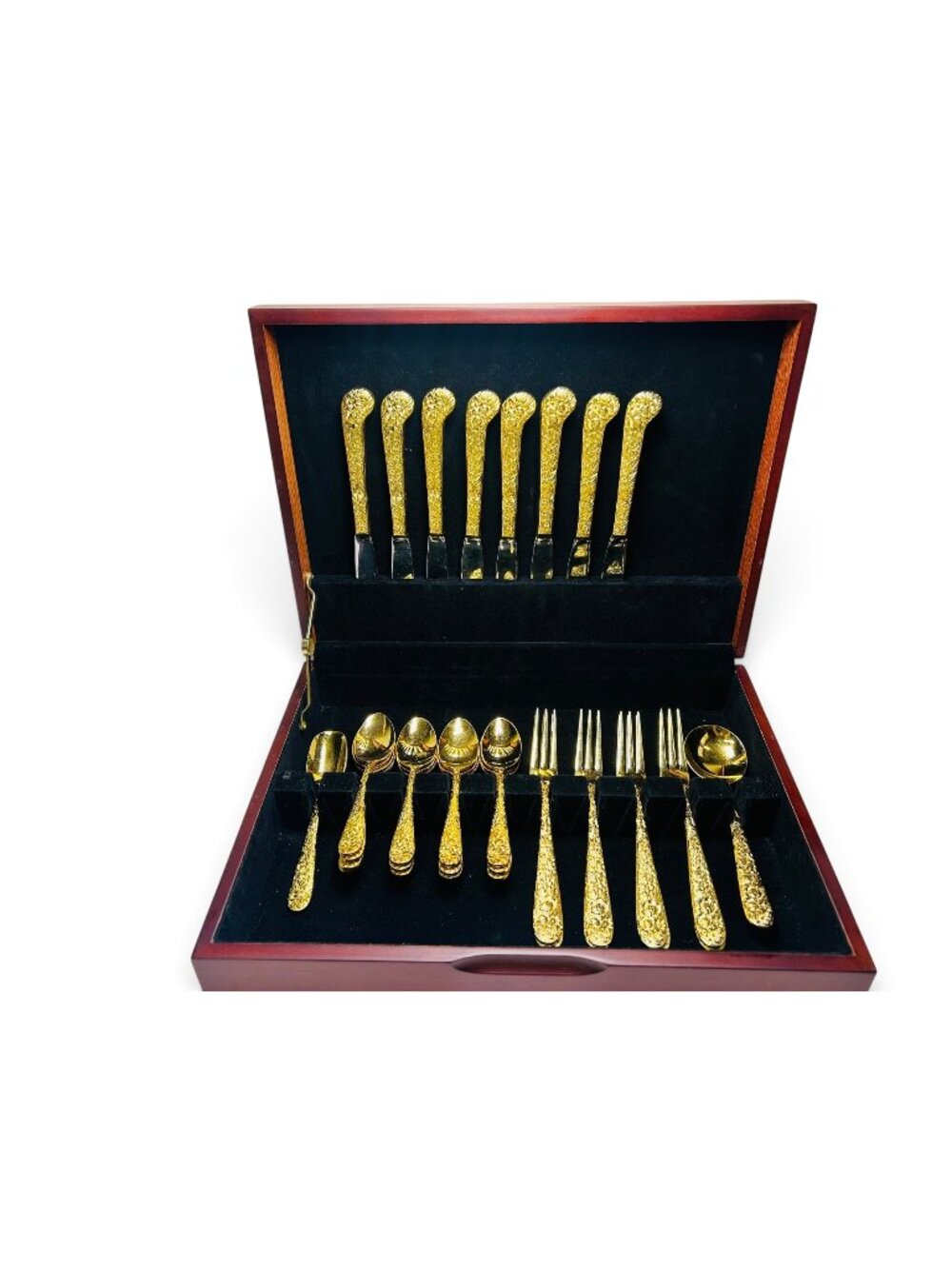 Viners of Sheffield Gold Plated Flatware Set of 31 Pcs VS12 & Box Utensils Cutle
